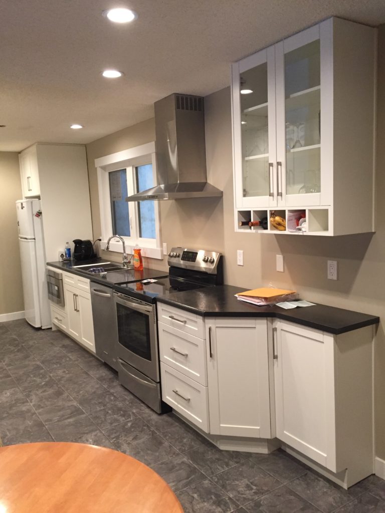 renovated basement kitchen