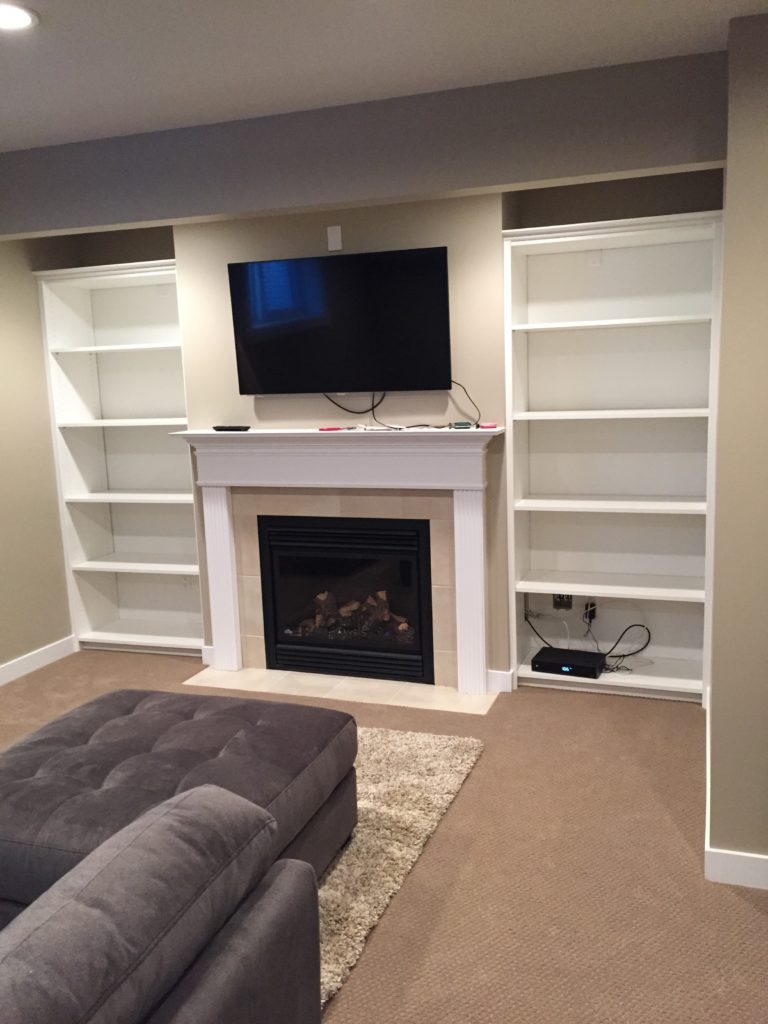 fireplace in basement