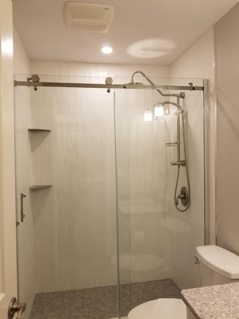 walk in shower with glass door